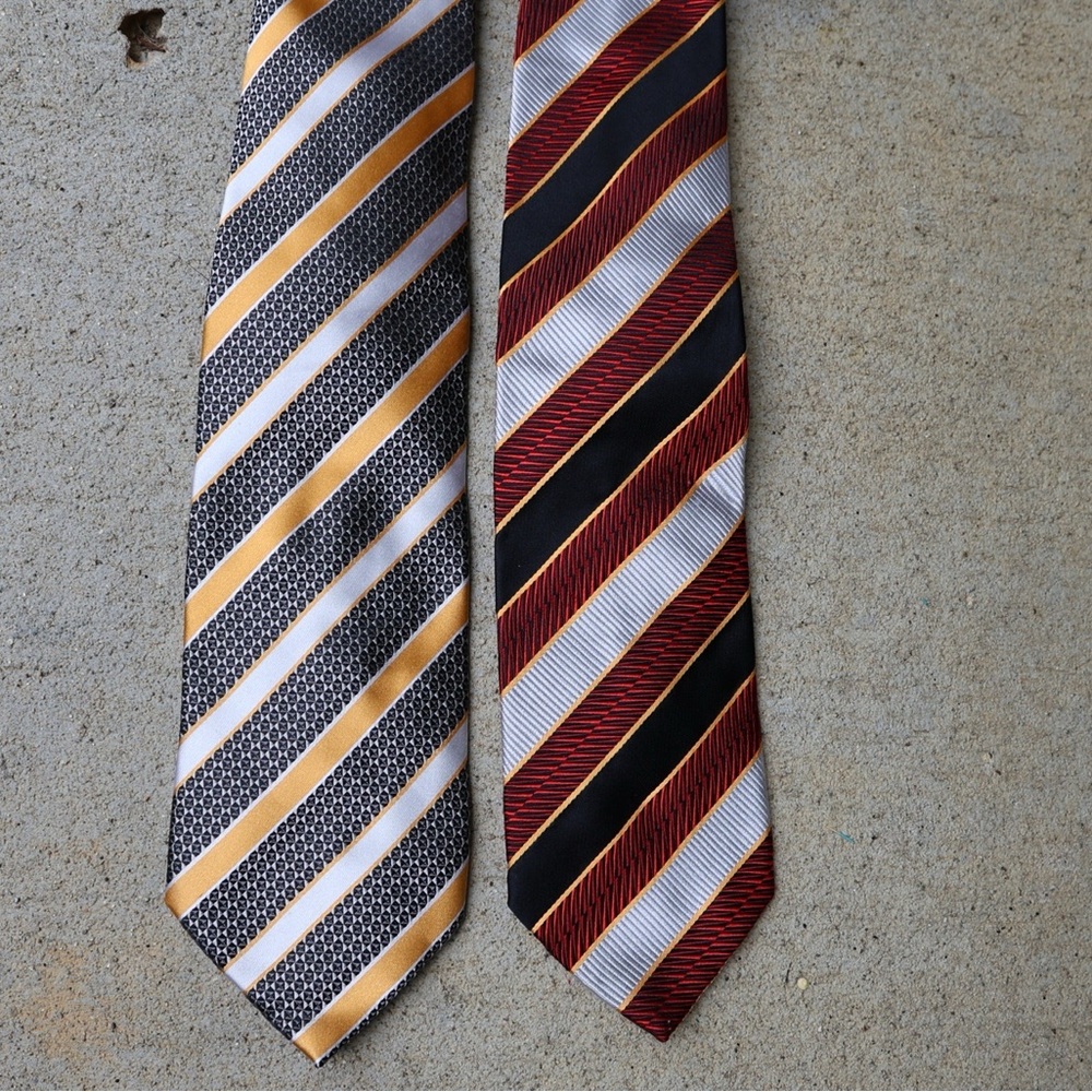 Pavone neckties lot of 2. Made in‎ Italy red,yellow,black